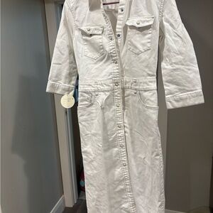 All Saints Polly White Denim Button-Up Dress